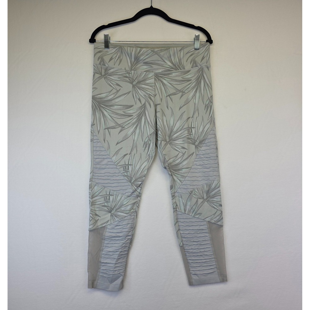 Victorias Secret Leggings Womens L Gray Cropped Pleated Athleisure Workout Gym